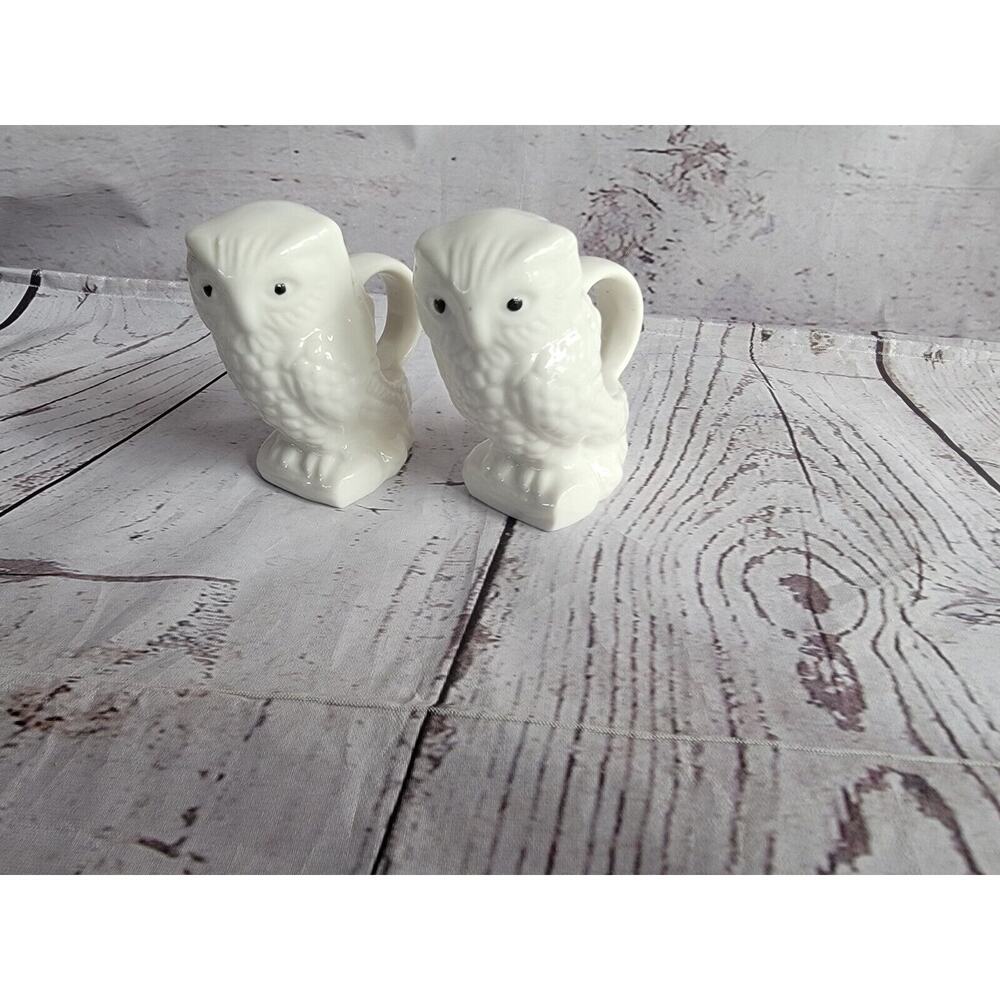 White Ceramic Owl Napkin Rings Set of 2 Replacement Pieces Made In Taiwan